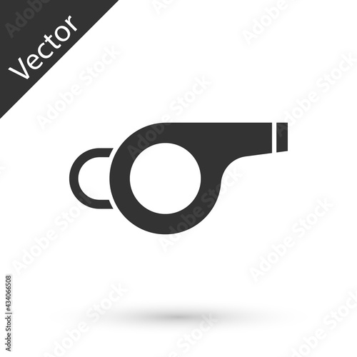 Grey Whistle icon isolated on white background. Referee symbol. Fitness and sport sign. Vector