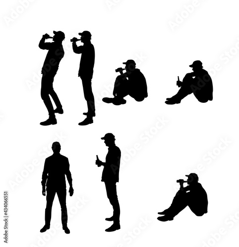 Silhouette of a Drunkard with a Bottle. Social issues and alcohol consumption concept vector.