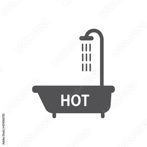 Bathtub with shower line icon. Vector