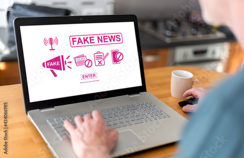 Fake news concept on a laptop