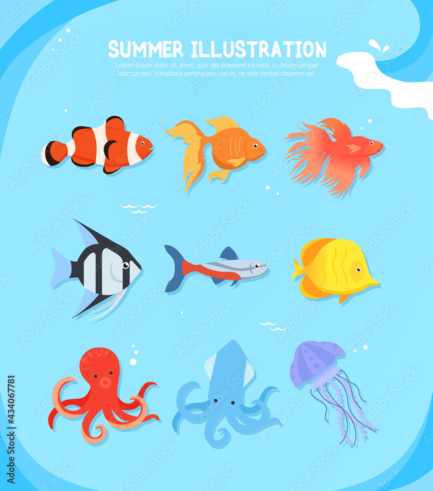 Cool Summer Related Object Illustration 