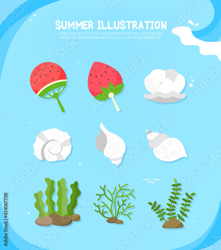 Cool Summer Related Object Illustration 