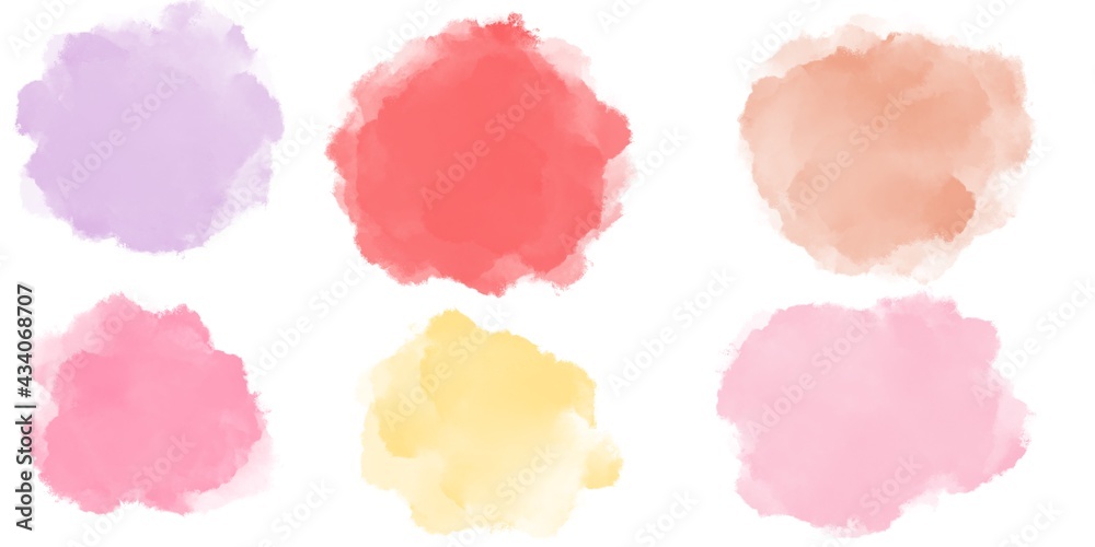 Set of watercolor circles multicolored. Bundle set of vector colorful watercolor backgrounds for business card or flyer template
