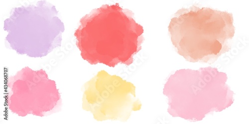 Set of watercolor circles multicolored. Bundle set of vector colorful watercolor backgrounds for business card or flyer template
