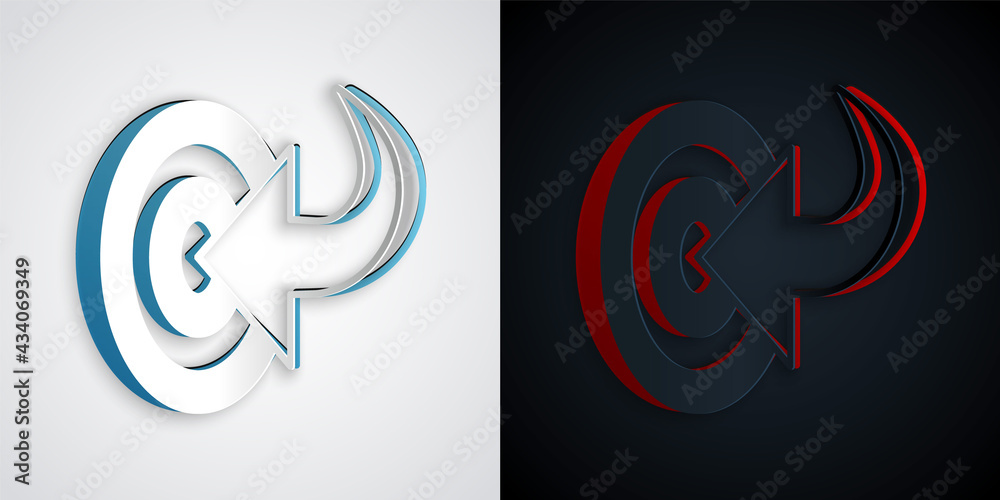 Paper cut Target financial goal concept icon isolated on grey and black background. Symbolic goals achievement, success. Paper art style. Vector Paper cut Target financial goal concept icon isolated on grey and black background. Symbolic goals achievement, success. Paper art style. Vector