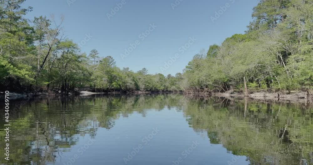 Waccamaw River in South Carolina with gentle current Waccamaw River in South Carolina with gentle current