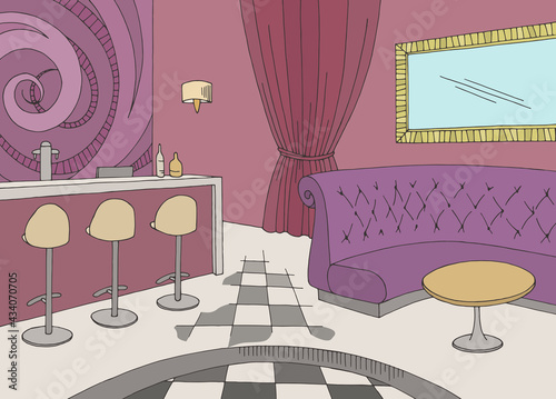 Night club cafe bar graphic color interior sketch illustration vector 
