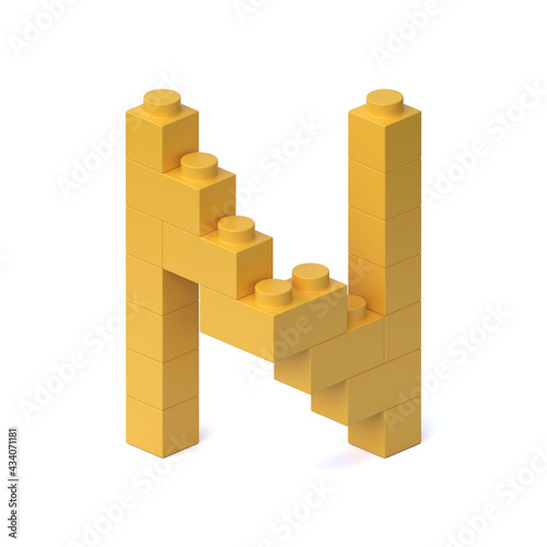 Building blocks font 3d rendering letter N