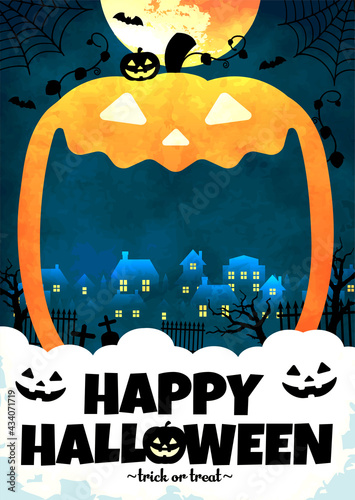 Halloween background vector illustration. Poster (flyer) template design (text space)