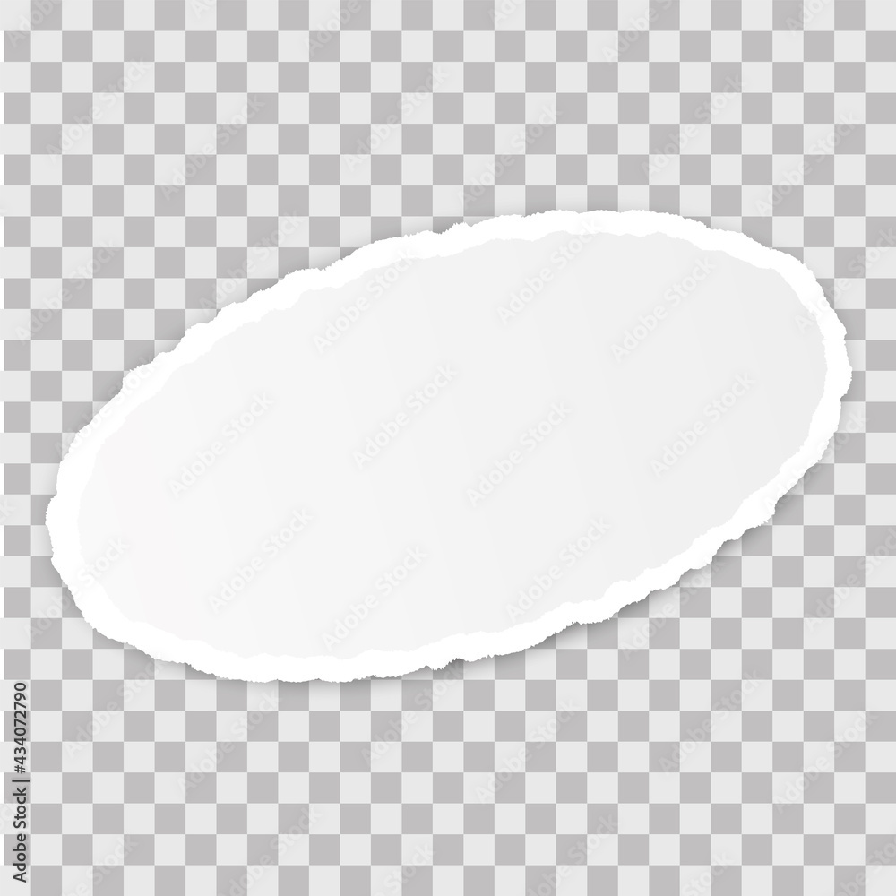 vector oval round torn paper banner with ripped edges with space for your text on transparent background
