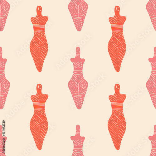 Seamless pattern with ancient ritual anthropomorphic symbol from Cucuteni–Trypillia culture for your project