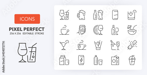 beverages line icons 256 x 256