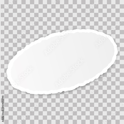 vector oval round torn paper banner with ripped edges with space for your text on transparent background
