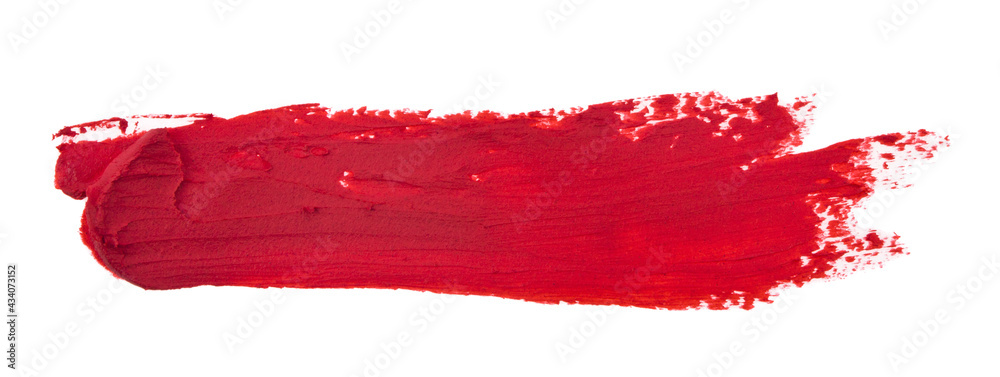 A red smear of lipstick isolated on a white background. A red smear of lipstick isolated on a white background.