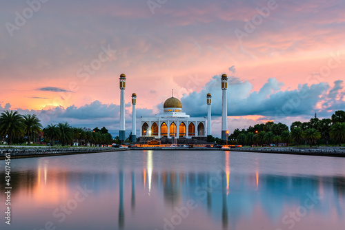 central mosque of Songkhla with twilight sky, Thailand