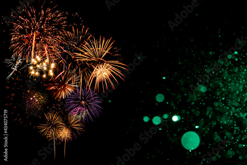 Fireworks with blur milky way background