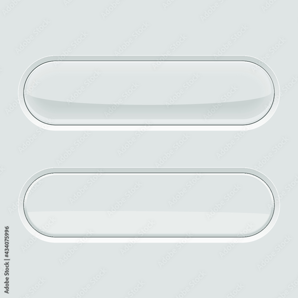 White oval plastic buttons isolated on a gray background. 3d rendering White oval plastic buttons isolated on a gray background. 3d rendering