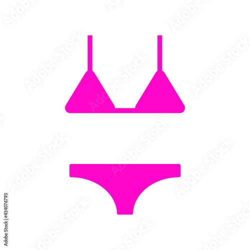 pink two-piece swimsuit on a white background. Bikini isolated. Lingerie design
