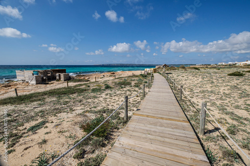 boat shelter  Migjorn beach  Formentera  Pitiusas Islands  Balearic Community  Spain