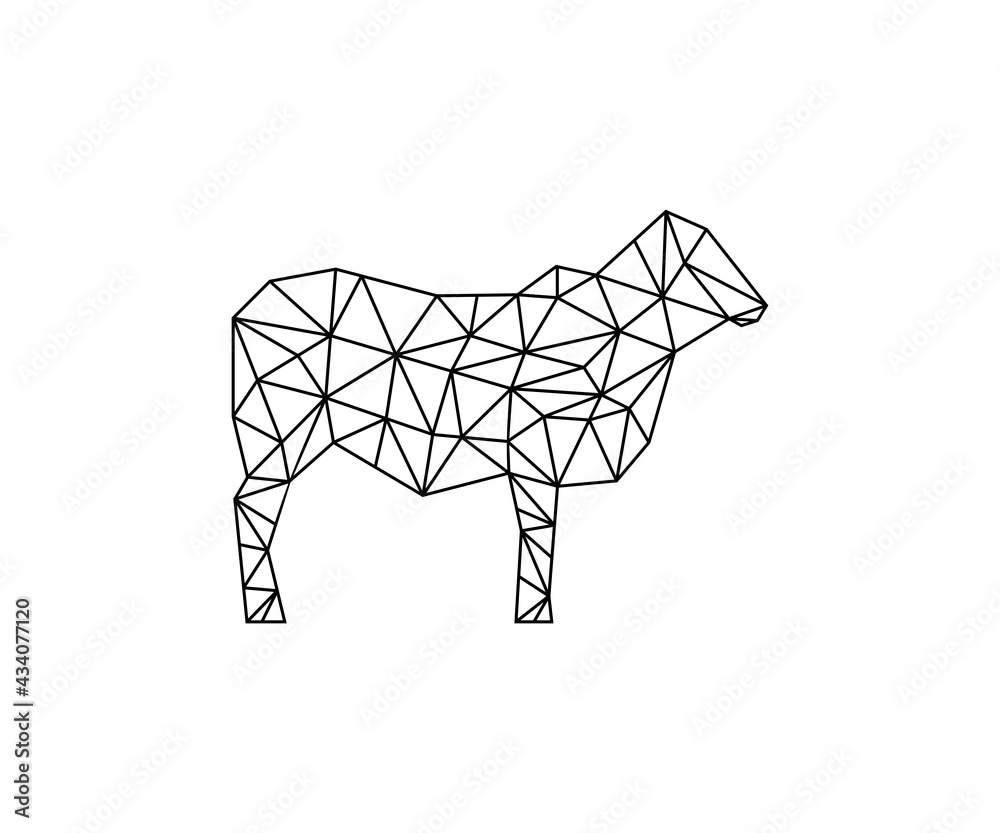 Geometric Line Art Style of Cow logo design vector illustration