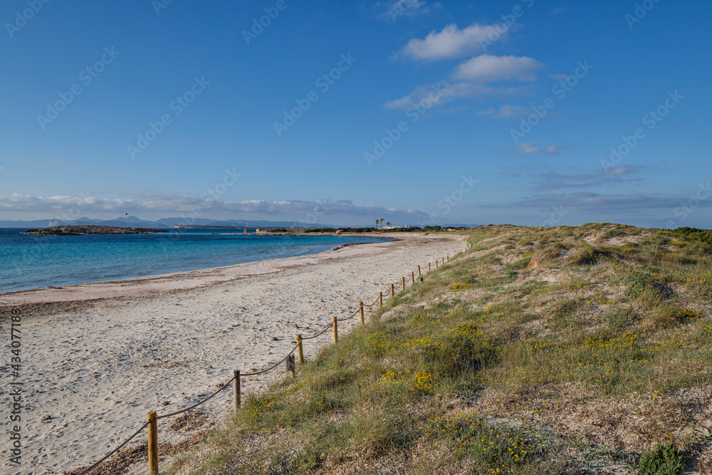 Illetes beach, riding a horse, Formentera, Pitiusas Islands, Balearic Community, Spain