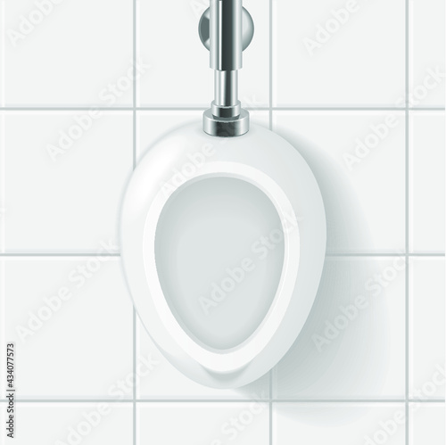 White ceramic urinal in male toilet. 3d rendering