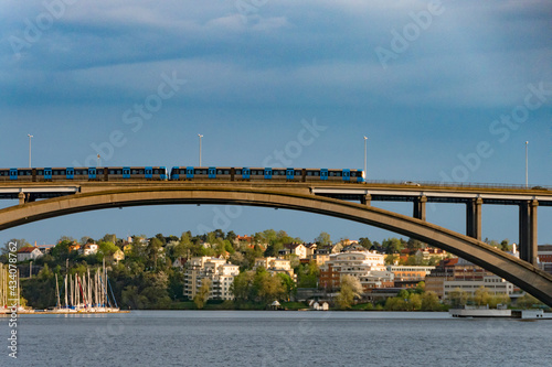 Stockholm, Sweden The subway crosses the Traneberg bridge © Alexander