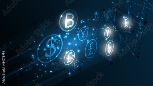 Money transfer, money transaction, global currency network, stock exchange business concept