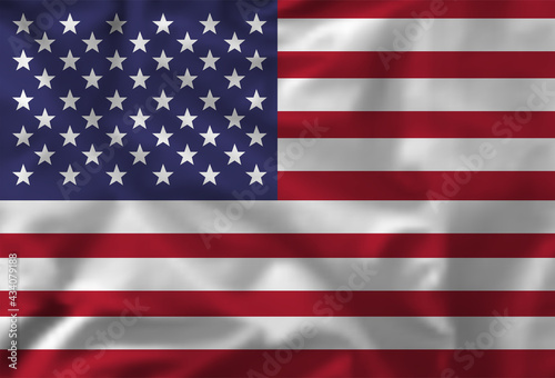 Vector waving  American flag. Background for patriotic national design. Usa flag