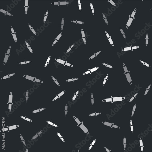 Grey Soldering iron icon isolated seamless pattern on black background. Vector