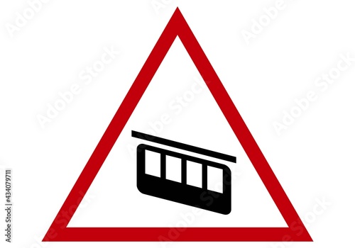 Señal de peligro por funicular
