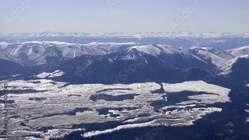 Scenic View Of Slopes During Winter Near Cache Creek Area In British Columbia, Canada. - Aerial Shot photo