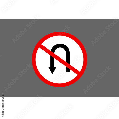 Circular single white, red and black no u-turn sign