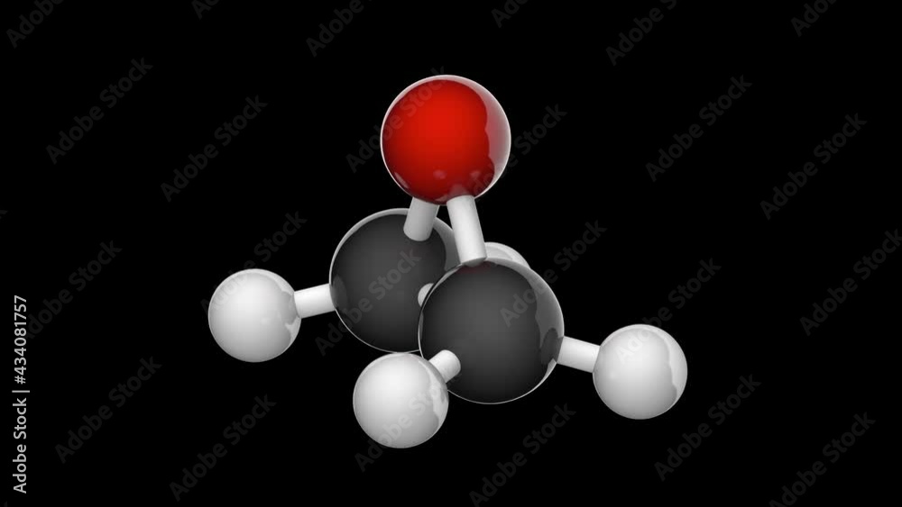 Ethylene oxide, called oxirane (Epoxyethane or Oxacyclopropane), is an organic compound with the formula C2H4O. 3D render. Seamless loop. RGB + Alpha (Transparent) channel Ethylene oxide, called oxirane (Epoxyethane or Oxacyclopropane), is an organic compound with the formula C2H4O. 3D render. Seamless loop. RGB + Alpha (Transparent) channel