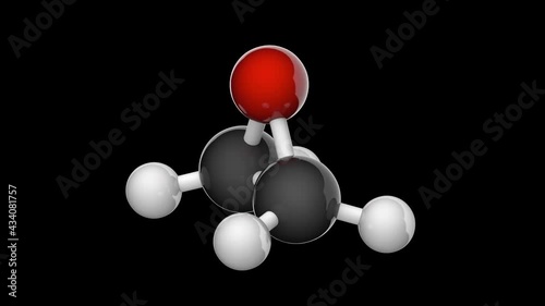 Ethylene oxide, called oxirane (Epoxyethane or Oxacyclopropane), is an organic compound with the formula C2H4O. 3D render. Seamless loop. RGB + Alpha (Transparent) channel