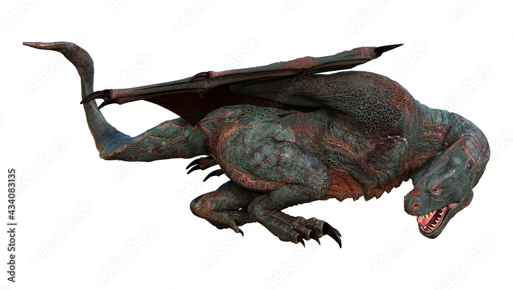 Fototapeta premium 3D Rendering Fairy Tale Dragon on White