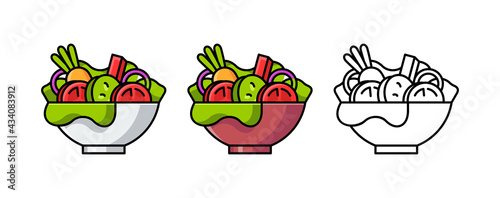 Plate of salad icon. Isolated on White background