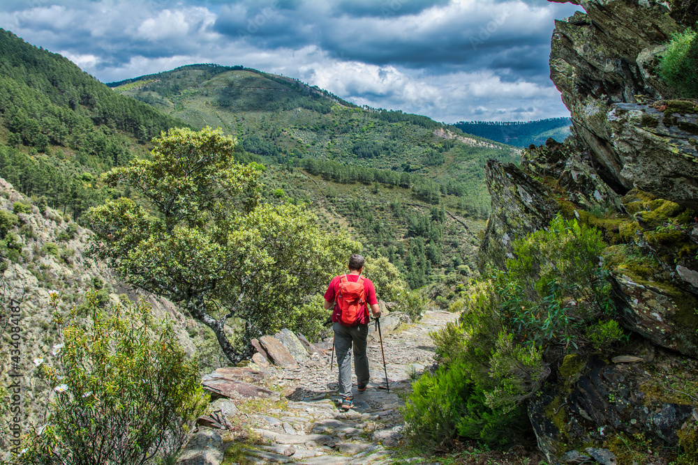 Man Hiking.
Stock Photo Of A Man Hiking In Las Hurdes North Of Cáceres-Spain.