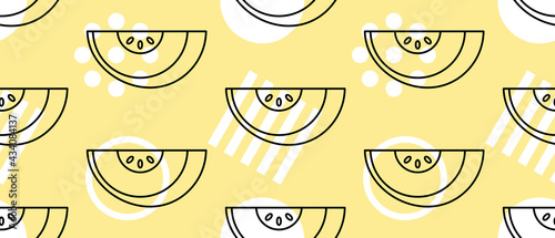 Melon seamless pattern. Vector hand drawn illustration