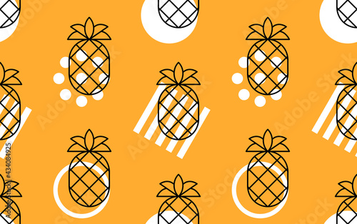 Pineapple seamless pattern. Vector hand drawn illustration
