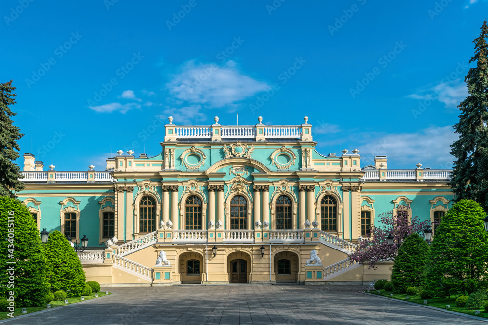 Facade of the Mariinsky Palace in Kiev, baroque architecture	