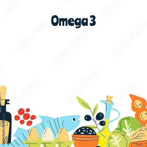 Major Dietary Sources of Omega 3. Healthy Eating Concept.