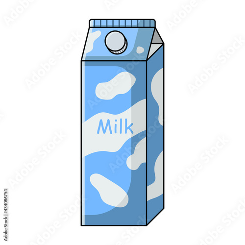 Milk carton. Isolated vector illustration on white background. Flat line cartoon style.