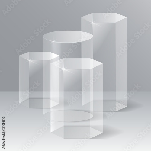 Showroom podiums, crystal pedestals