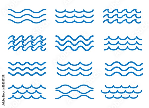 Sea wave outline elements
