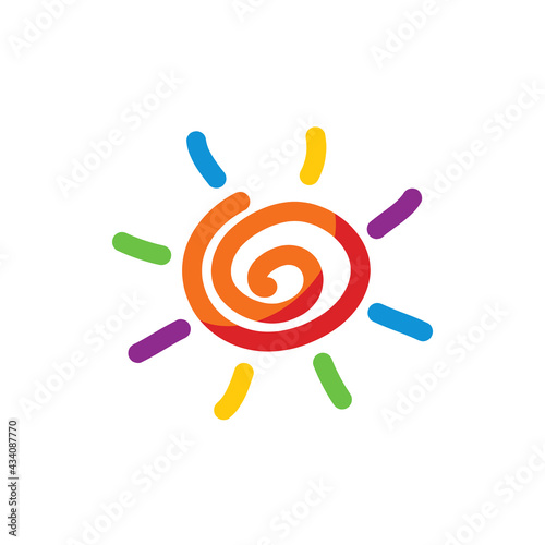 creative colorful sun education logo template design vector with isolated white background