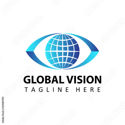 globe, world, global vision logo template design vector in isolated white background