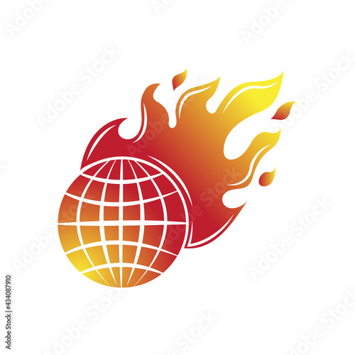 global warming logo template design vector in isolated white background