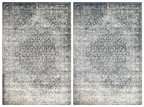 Carpet bathmat and Rug Boho style ethnic design pattern with distressed woven texture and effect 