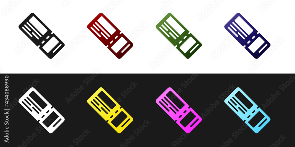 Set Airline ticket icon isolated on black and white background. Plane ticket. Vector Set Airline ticket icon isolated on black and white background. Plane ticket. Vector